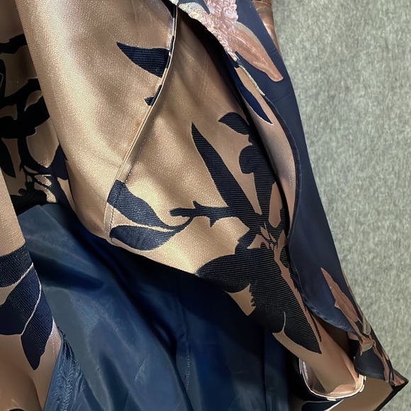 Navy & pink asymmetrical floral high low gown, women 4 - Picture 8 of 10